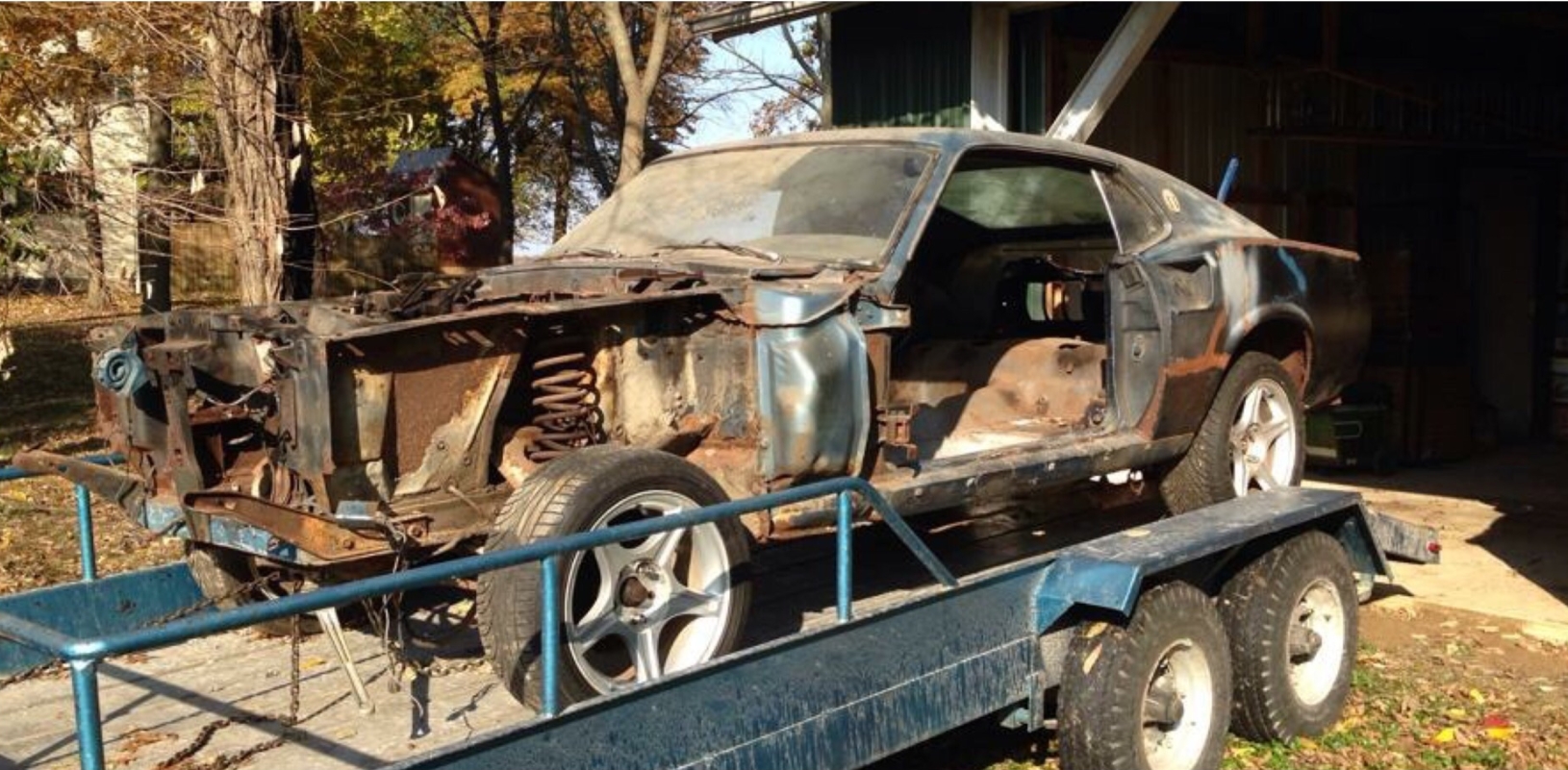 Classic car body before restoration